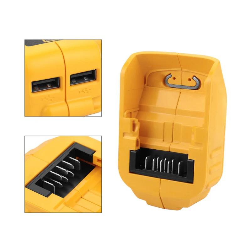 Dla DEWALT DCB090 Dual USB telefon zasilacz Adapter baterii konwerter ładowania 14.4V 18V 20V ładuje urządzenia kompatybilne z USB