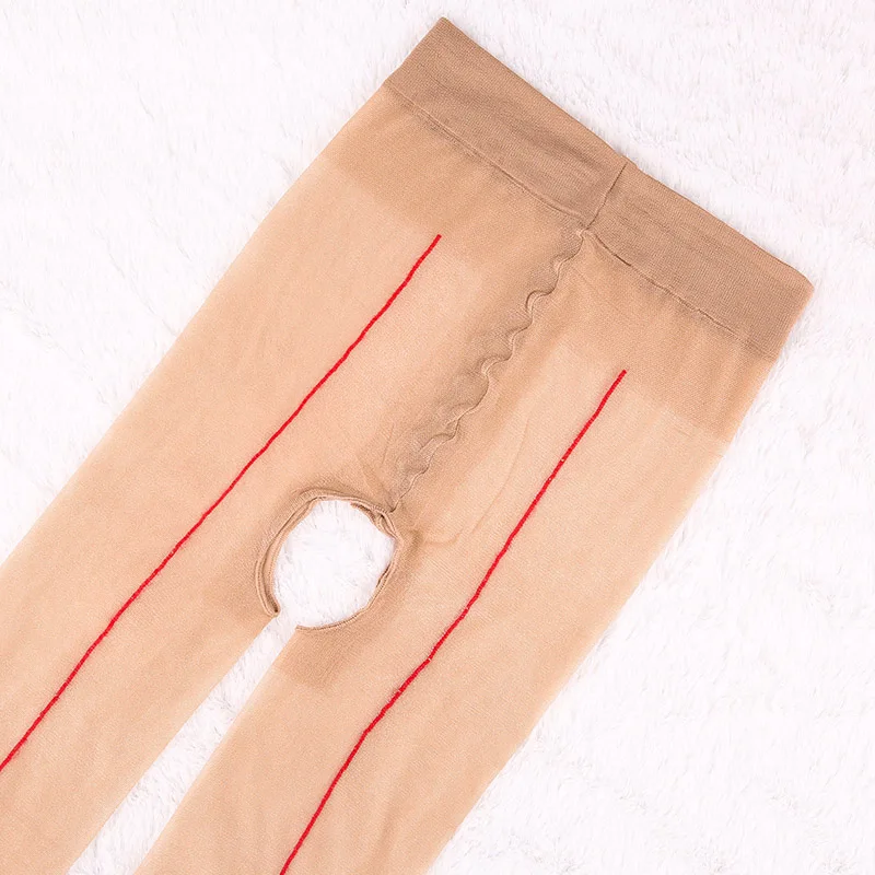 キューバヒールバックシームストッキングオープンクロッチレトロタイツ女性のセクシーなランジェリークロッチレスエロ下着ハイウエストストッキング