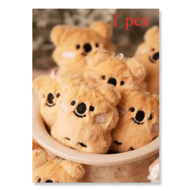 Cute Plush Bear Keychain Kawaii Cartoon Animal Key Chains Khaki Brown Bear Doll Bag Pendant Unisex Car Keychains Friendship Gift