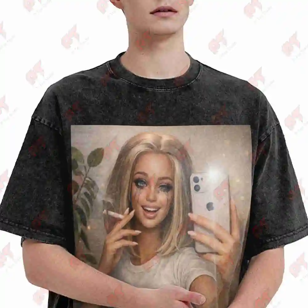 Disgusted Doll Face Meme Unhinged Inappropriate Vintage Washed Tee Pure Cotton T-Shirt