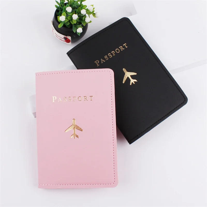 New PU Leather Airplane Travel Passport Cover PU One Card Bit Passport Case Passport Holder Protector Wallet Travel Accessories