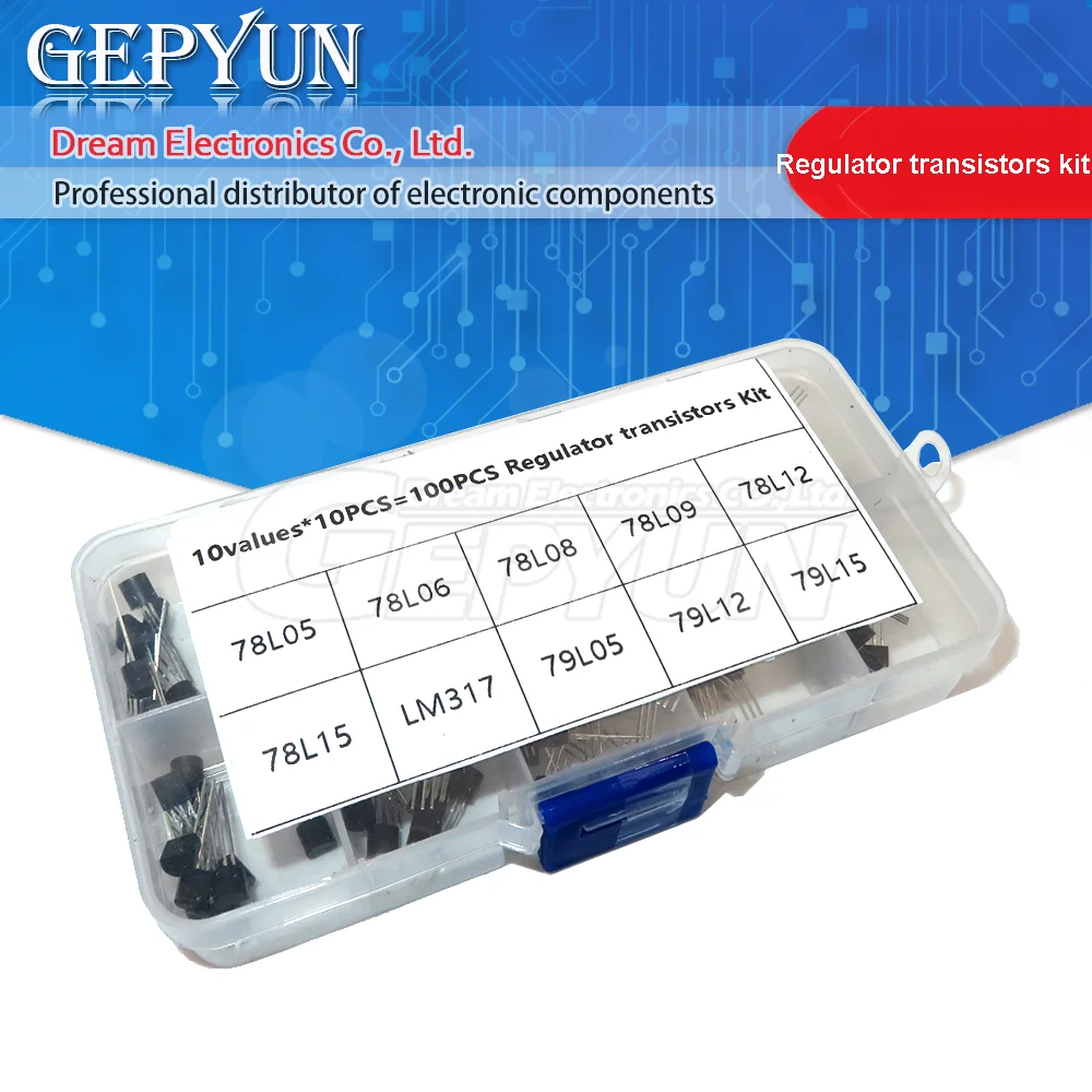 

100pcs/box TO-92 Voltage regulator transistors assortment Kit 78L05 78L06 78L08 78L09 78L12 78L15 79L05 79L12 79L15 LM317