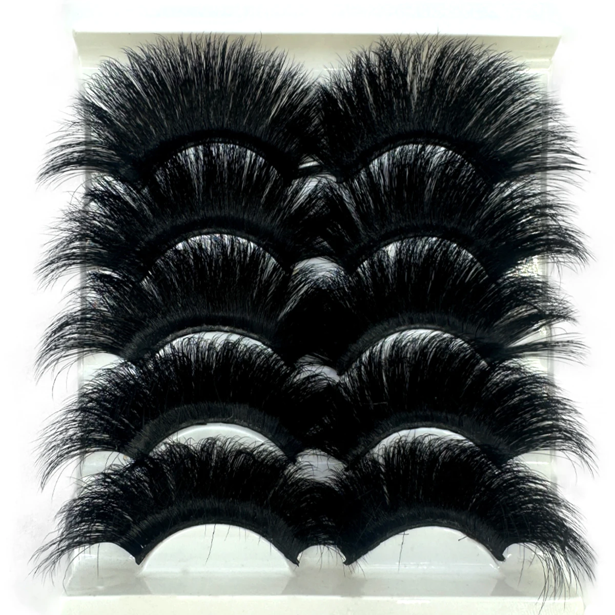 5쌍 25mm 3D 밍크 속눈썹 대량 러시안 롤 풍성한 자연스러운 인조 속눈썹 드라마틱 밍크 속눈썹 메이크업 도구 도매 속눈썹