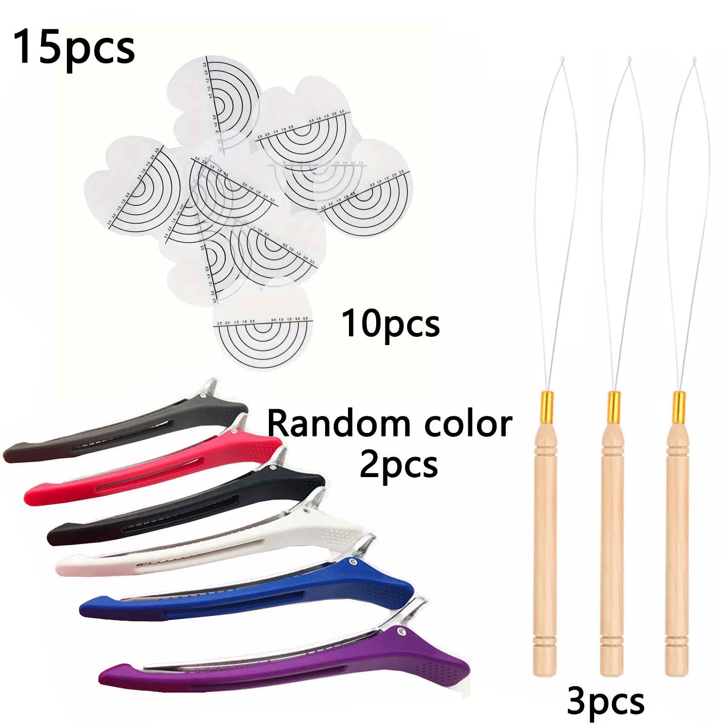 

15PCS Professional Lace Wig crochet Tools Kit Wooden Handle Hair Extension Needle For Hairdressing Salon DIY
