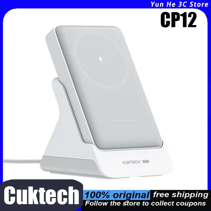 

Cuktech CP12 Portable Charger 10,000mAh with Stand and Wireless Charging Compatible with iPhone 12–17 Ideal for Air Travel