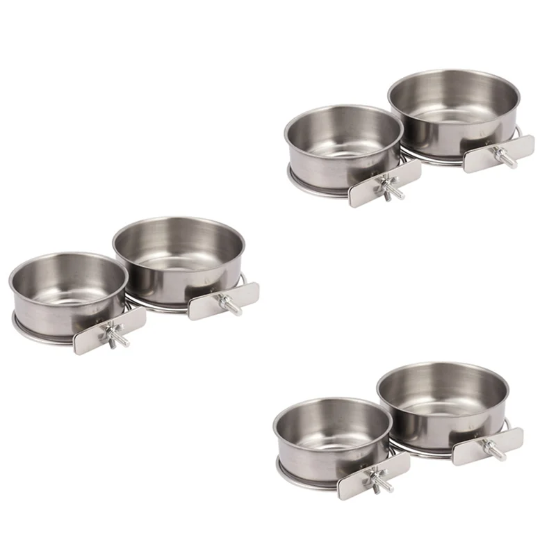 

AT44-6-упаковка, чашки для кормления попугаев с зажимом, миски из нержавеющей стали для еды, воды, кормушка для кормления для кореллы, Conure, волнистых попугаев