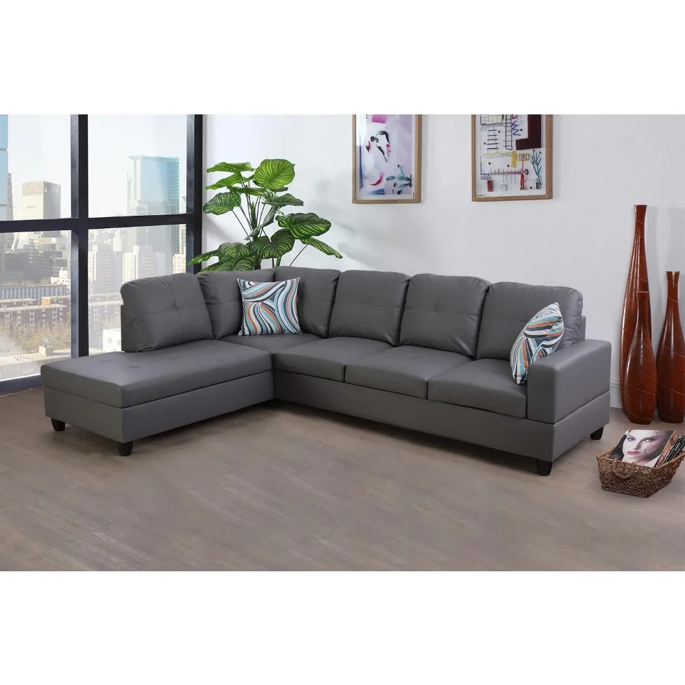 

Sectional Couch Set, L Shape Faux Leather Couch Sectional Sofa Set with Chaise Using for Living Room Furniture