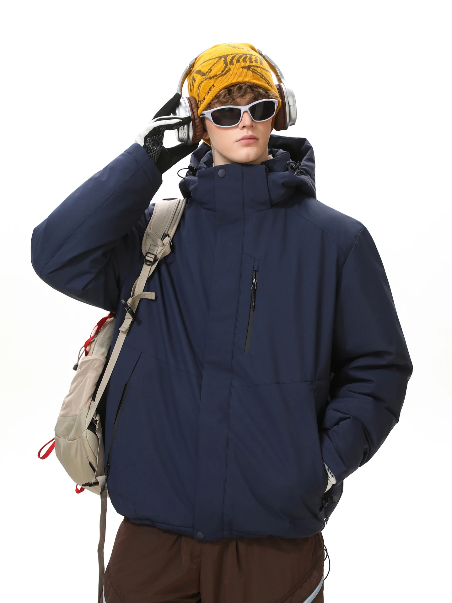 

Теплая и стильная зимняя хлопковая куртка для мужчин, повседневная, модная, водонепроницаемая, для походов, молодежная, из полиэфирного волокна