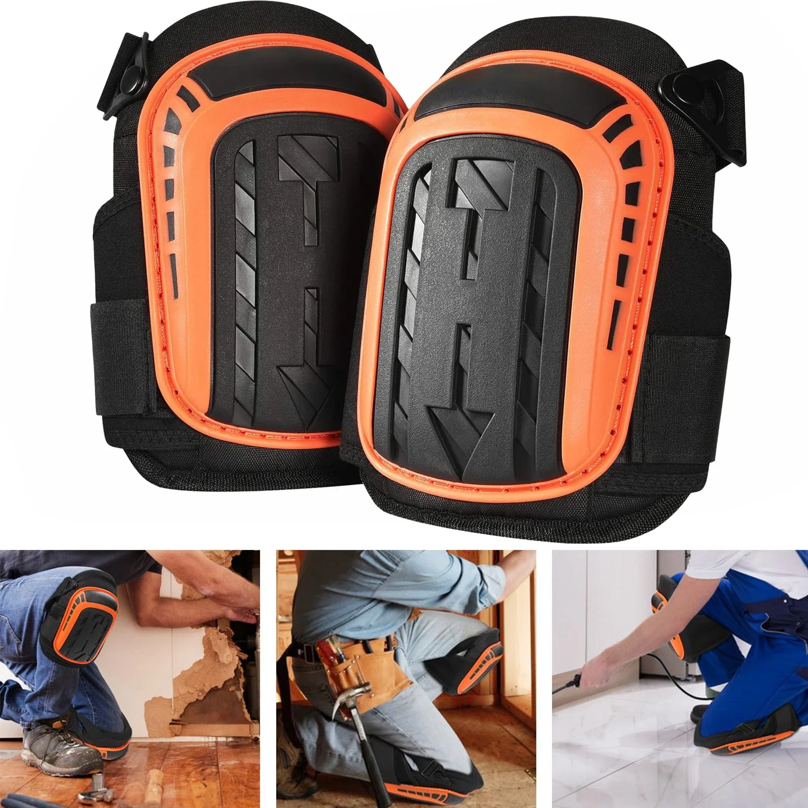 

1Pair Comfortable Heavy Duty Foam Padding Gel Construction Professional Knee Pads Protection for Work with Strong Double Straps