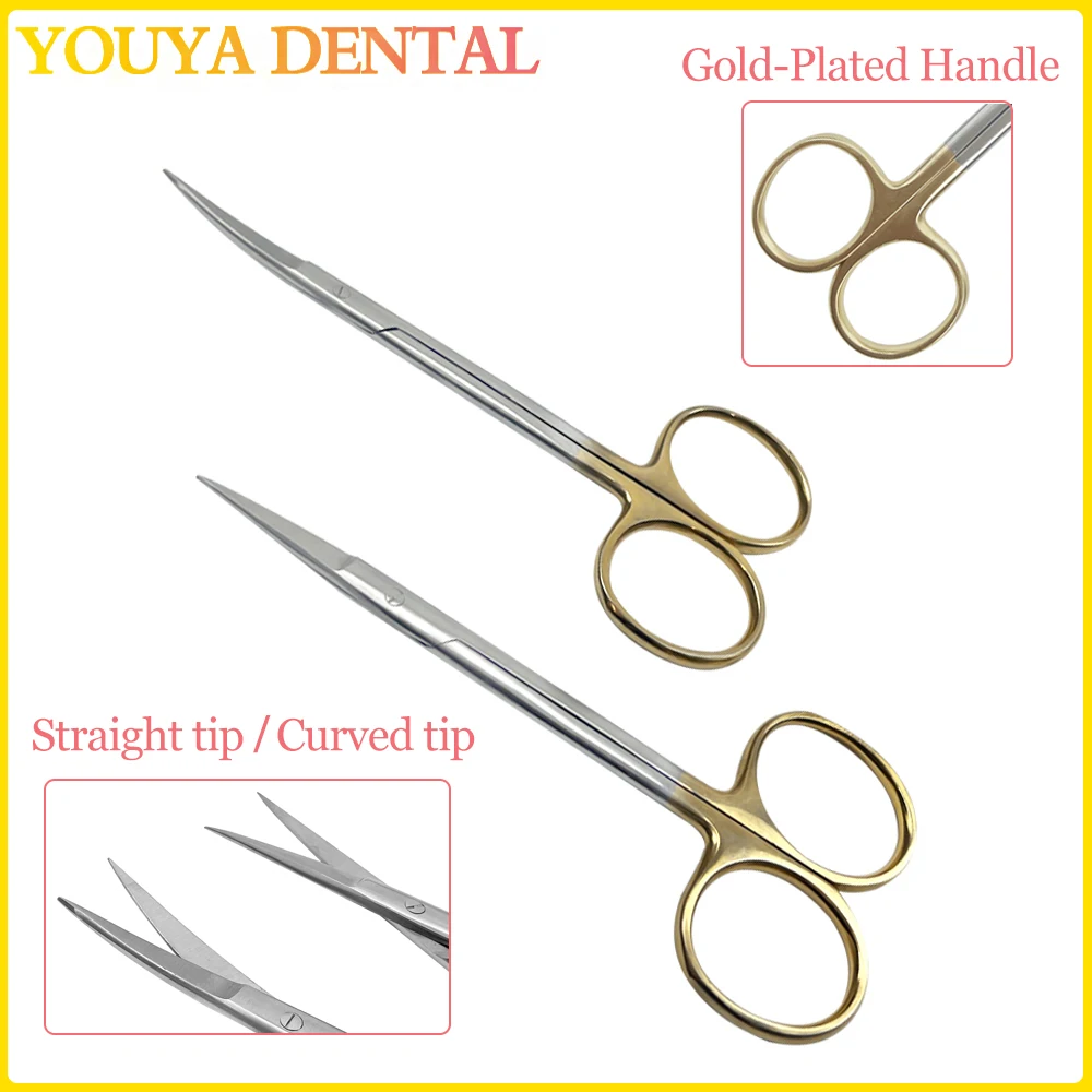 

Stainless Steel Dental Surgical Scissors Straight/Curved Tip Gold Plated Handle Dentist Tools Dentistry Lab Tool Dental Scissors