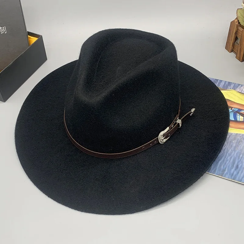 Hot Sale Autumn And Winter Woolen European And American Style Western Cowboy Hat Tibetan Top Hat Travel Performance Fedora Hat