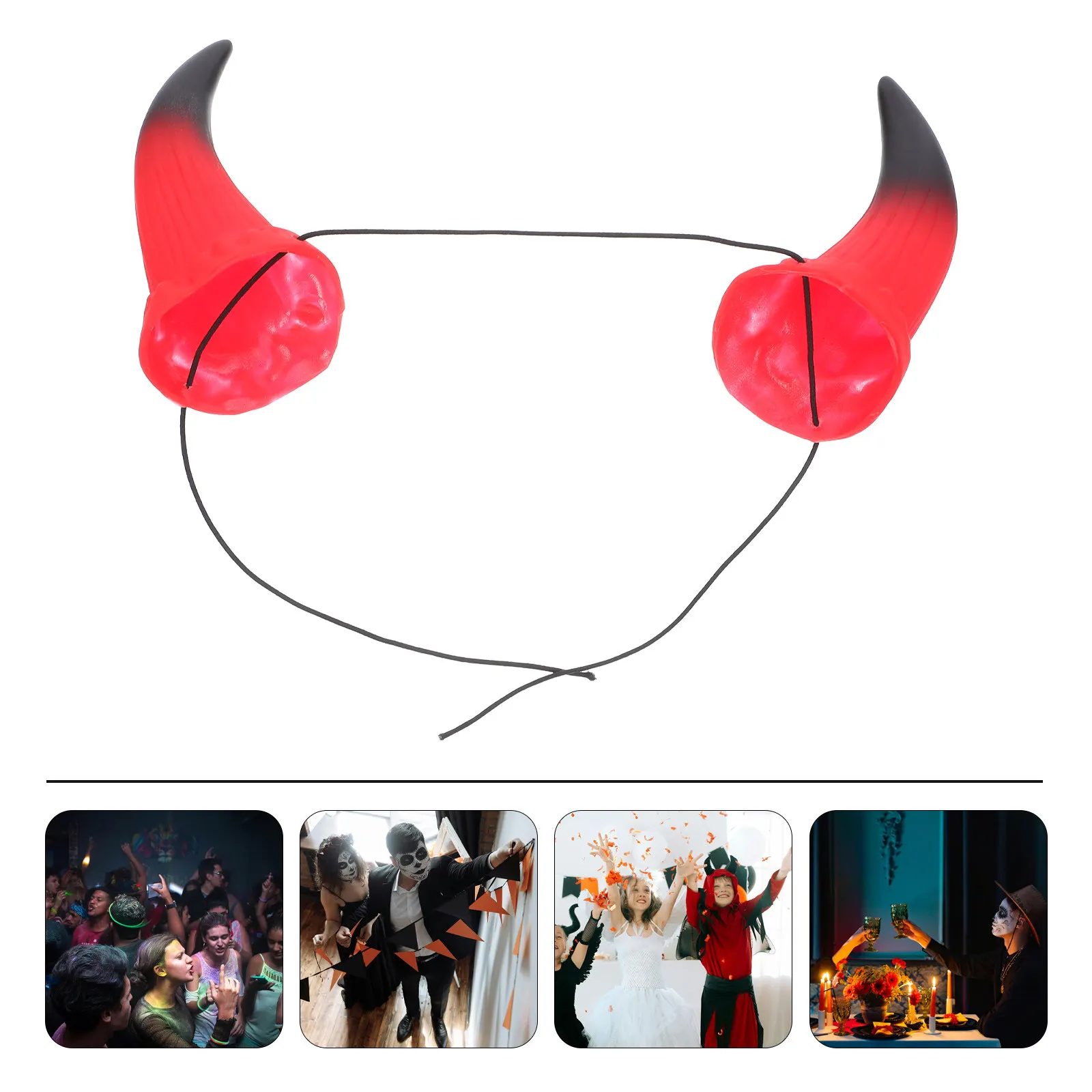 

5Pcs Halloween Bull Horns Hair Hoop Removable Devil Headband Adjustable Gothic Demon Costume Party Accessory Horns Headband