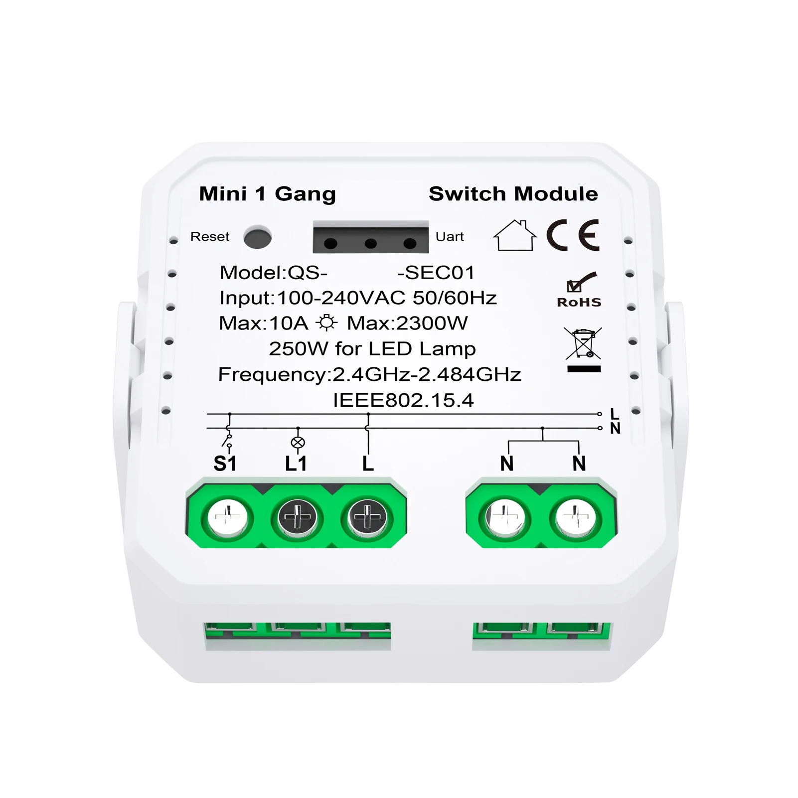 Tuya ZigBee Push Button Normal Switch Module Home Electrical Appliance 2 Gang Switch Control Module for Alexa Home Voice Control
