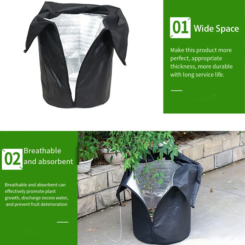 Drawstring And Zipper For Easy Access On Plant Covers Easy Installation Flower Pot Cover For Winter