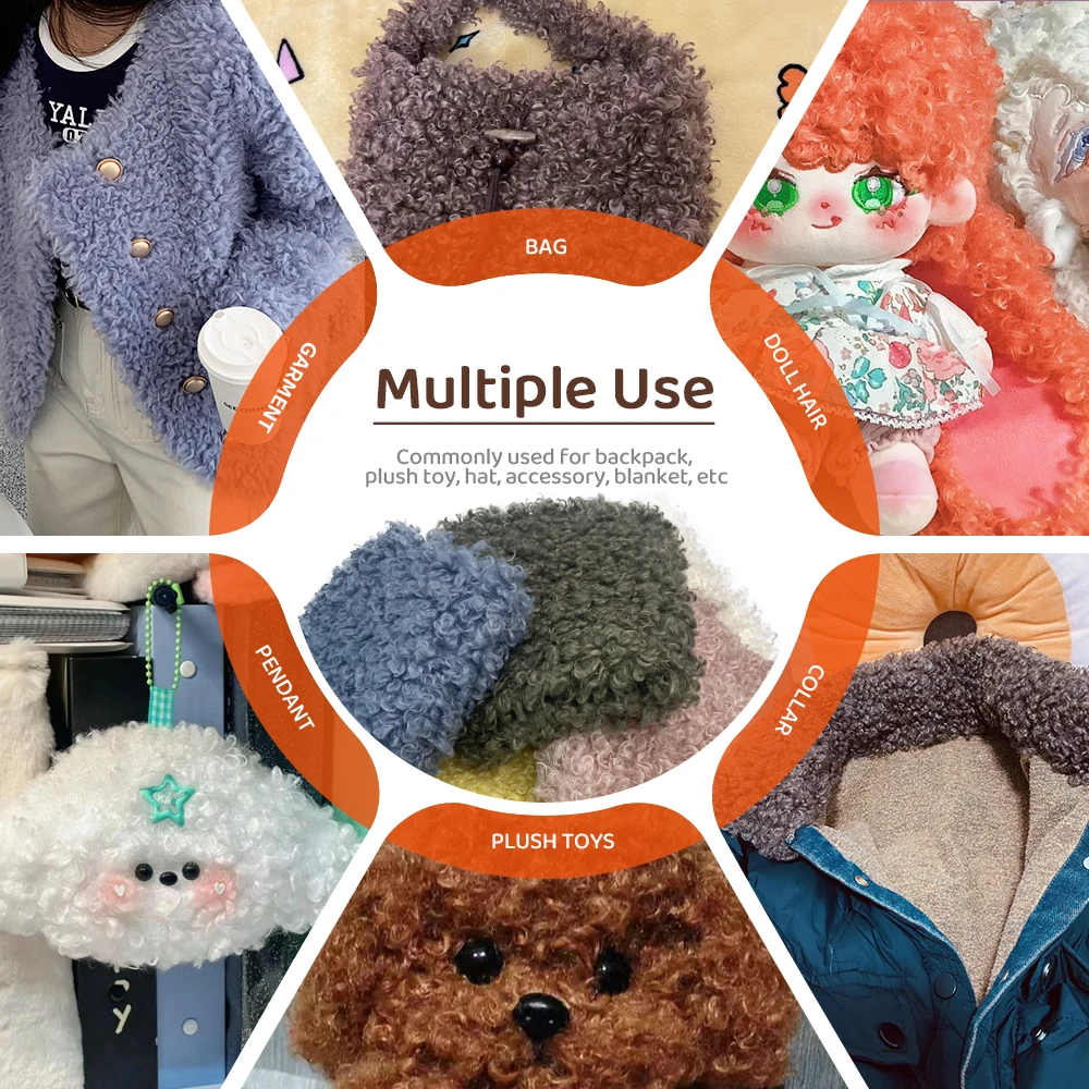 New Teddy Plush Fabric 100% Polyester Soft Fabric DIY Doll Hair Non Elastic Solid Color Single Sided Lamb Fleece Fabric view 5