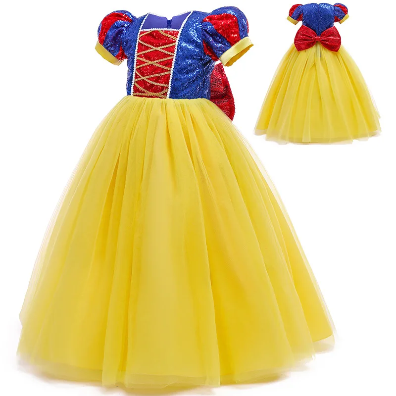 Little Girls Princess Dress Wigs Gloves Accessories Movie Snow White Toddler   Girls Luxury Dress Cos Sequin Gown Fancy Carnival