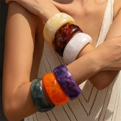 Exaggerated Irregular Semi Transparent Wide Face Acrylic Geometric Fashion Bangle for Daily Wear with Bracelet Accessories