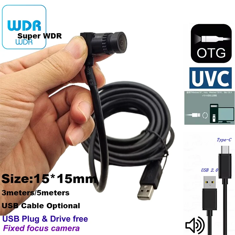 2MP WDR Mini Panoramic Camera with Ultra Wide Angle OTG USB Computer Camera Unmanned Supermarket OTG TYPEC Mini USB Camera