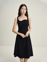 DUSHU Corrugated Collar French Style Classic Short-Sleeved Black Dress For Women 2024 Summer New Design Dress24DS82284 24DS82310
