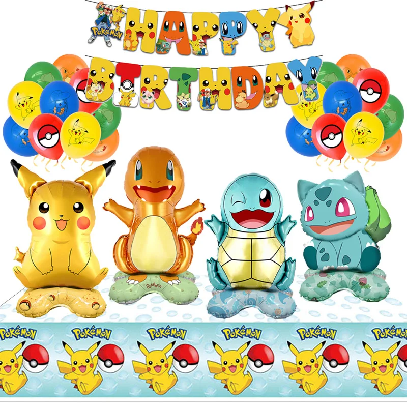 Pokemon Birthday Party Decoration Pikachu Lightning New Balloon Set Kid Event Supplies Disposable Tableware Banner Mask Backdrop