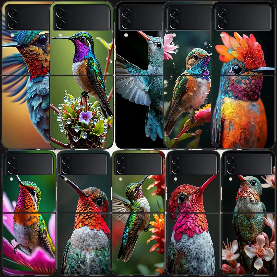 Funda para teléfono The Spirit of Hummingbirds para Samsung Z Flip 7 6 5G Galaxy Z Flip 5 4 3, cubierta rígida negra de lujo para celular, carcasa de PC