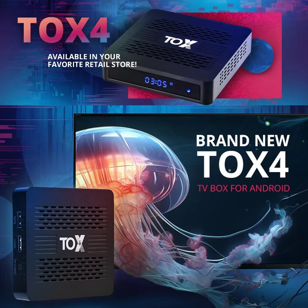 Original Smart TV box TOX4 RK3528 Android 13 4GB 32GB BT5.0 AV1 1000M LAN 2.4G 5.8G Dual Wifi 4K Multimedia Player Set Top Box