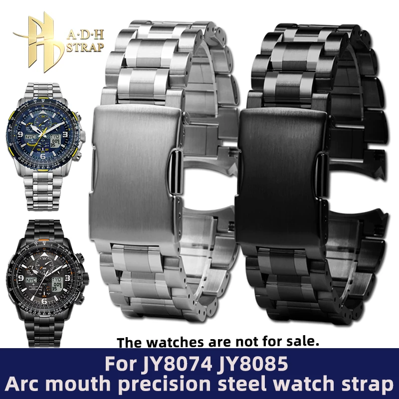 

Solid Stainless Steel WatchStrap For Citizen Sky Eagle Green Angel JY8074 JY8085 Metal Watchband 22MM Men's Curved MouthBracelet