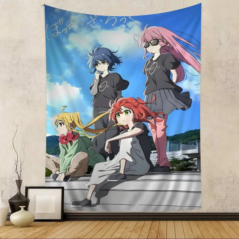 Bocchi der Felsen! Band-Charakter-Wandteppich – Anime-Musiker-Kunst, verspielte Raumdekoration für Slice-of-Life- und Musik-Anime-Fans