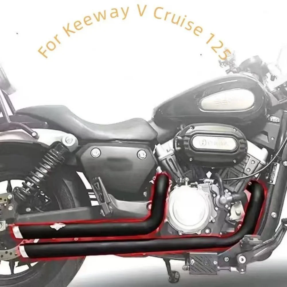 Tuyau en argent pour moto rétro, tube double côté droit, matériau en acier inoxydable, Keeway V Cruise 125 Vcruise125