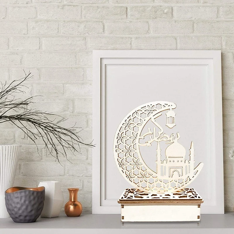 Nuevas luces de luna y estrella, decoraciones de Ramadán, luz nocturna LED de Ramadán Eid, lámpara de mesa decorativa, luces nocturnas de estrella y luna