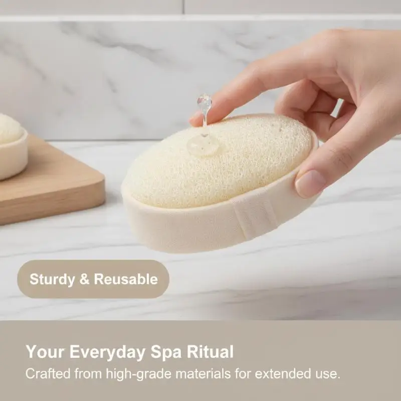 Oval Natural Luffa Loofah Pad, Biodegradable Plant Fiber Bath Scrubber, Gentle Exfoliating Shower Wash Cloth Clean Bathing Tools