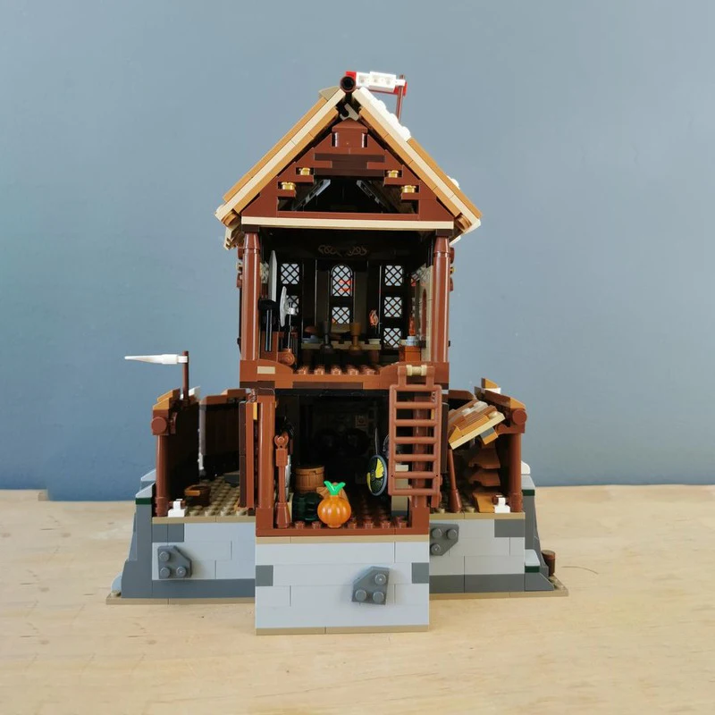 1733 peças moc arquitetura medieval castelo fortaleza viking modelo montagem blocos de construção brinquedo presente de aniversário das crianças