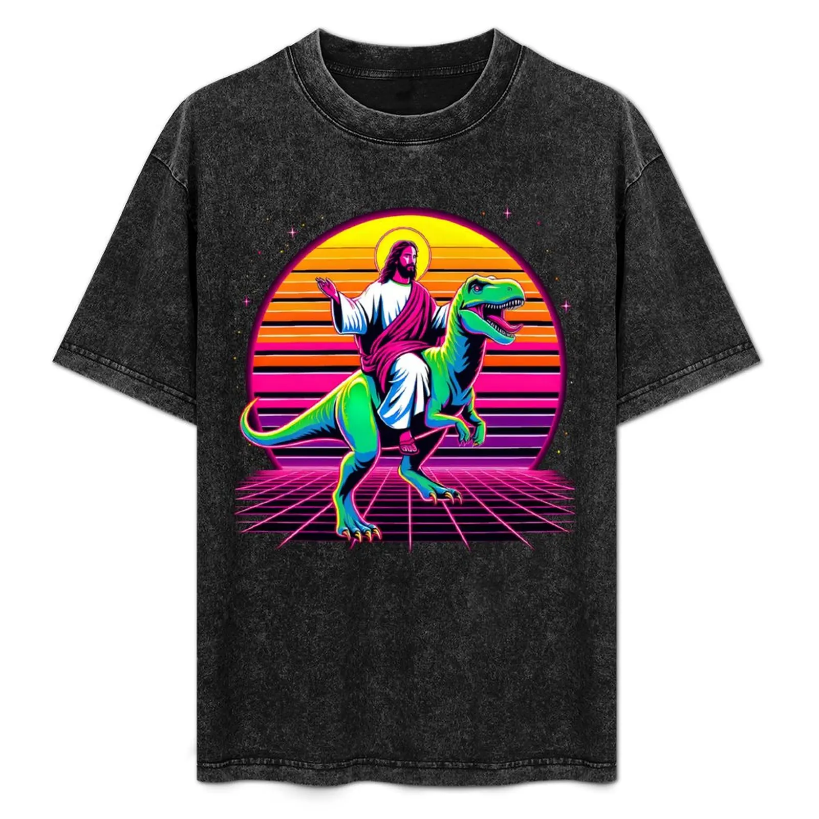 

Jesus Riding a Dinosaur Meme Dino Lover Tyrannosaurus Rex T-Shirt Simple Graphic Design T-Shirt
