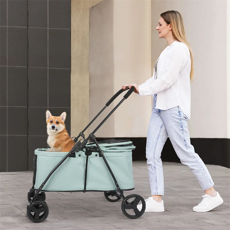 

Larger Capacity, Wedyvko Dog Stroller for Medium/Small Pets w/Dog Poop Bags & Dispenser, Random delivery of black or white wheel