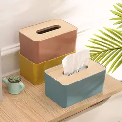 Portable Wooden Tissue Box Cover Removable Desktop Tissue Holder Home Office Bathroom Paper Storage Case Table Decoration