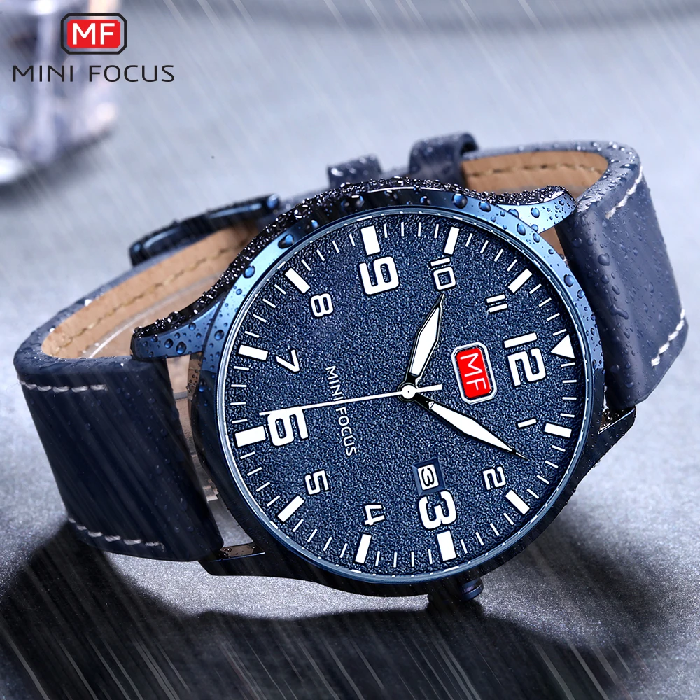 Ultra Thin Quartz Watch for Men Luminous Hands Fashion Business Mens Watches Top Brand Luxury Green Leather Belt MINI FOCUS 0158