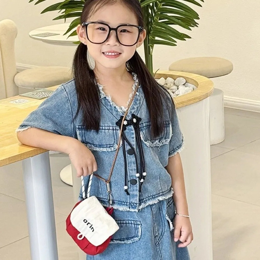 Sweet Cloth Neck Hanging Bag Mini Contrast Color Children Coin Purse Flip Headphone Bag Small Item Bag Boys