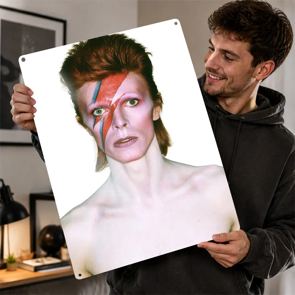 David Bowie Ziggy Stardust Portrait Textured Poster Personalized Metal Tin Sign Rock Tribute Wall Art Perfect For Music Rooms