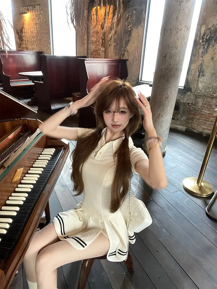 

Spor Ne T-irt And ort Skirt Set Women's Faion Spring Summer Autumn Cotton Blend irt with Slits