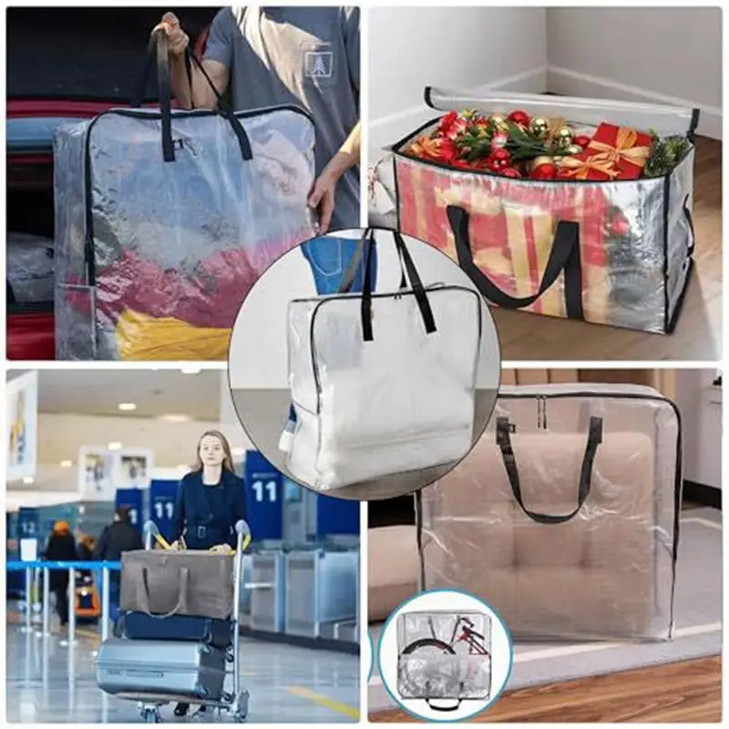 Christmas Wreath Storage Bags 3 Pcs Transparent Storage Bags Holiday Wreath Storage Bags for Home Holiday Party Storage