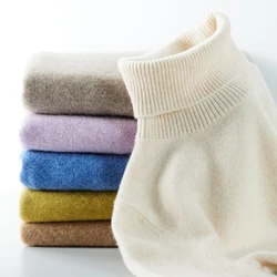 Áo Len Dệt Kim Cashmere Áo Len Nữ 100% Merino Len Cao Cổ Thời Trang Áo Thun Chui Đầu Thu Đông Dây Nhảy Top Nữ Quần Áo