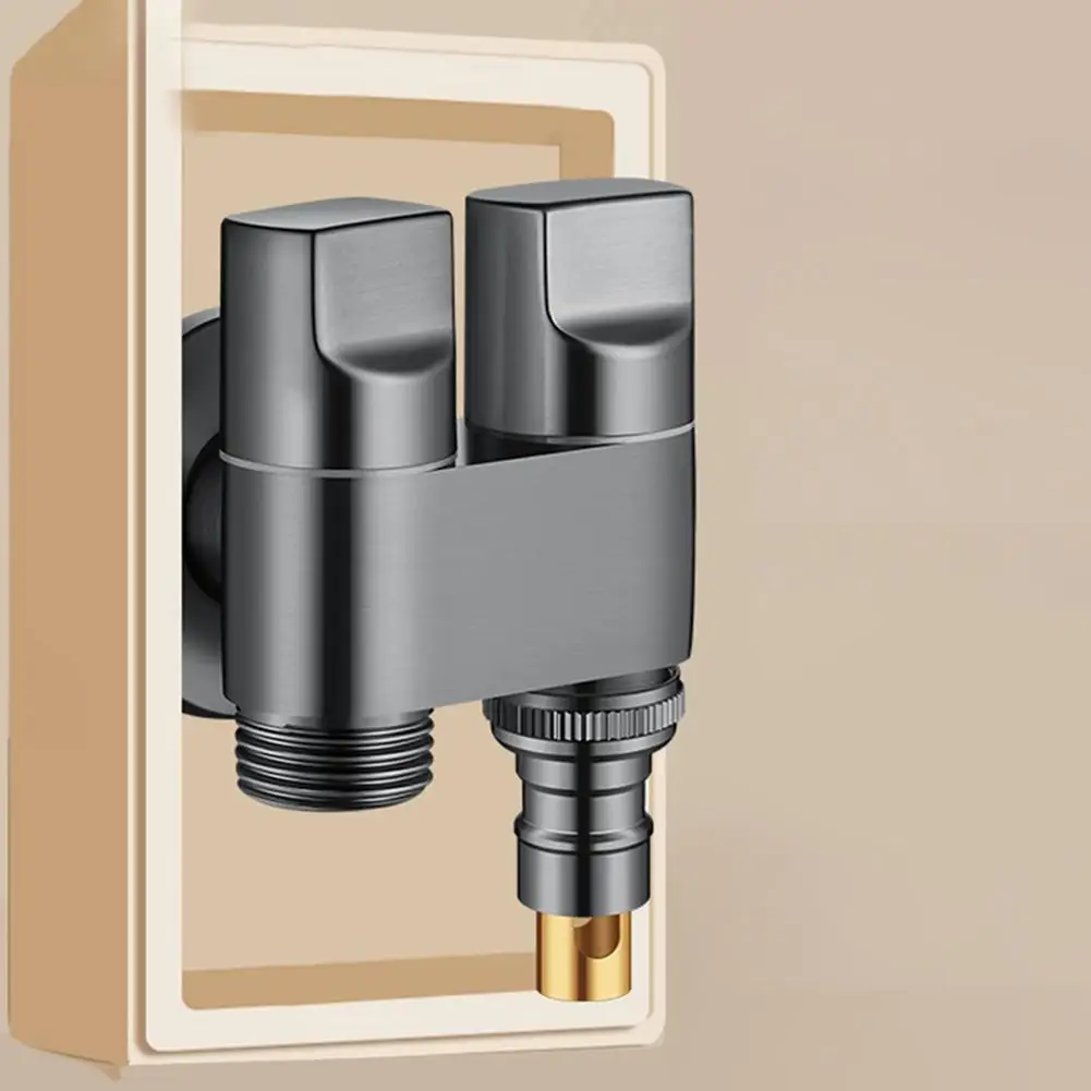 Katup Kontrol Sudut Ganda G1/2 1 Masuk 2 Keluar Untuk Mesin Cuci Dan Toilet Perlengkapan Perbaikan Rumah Untuk Rumah Tangga