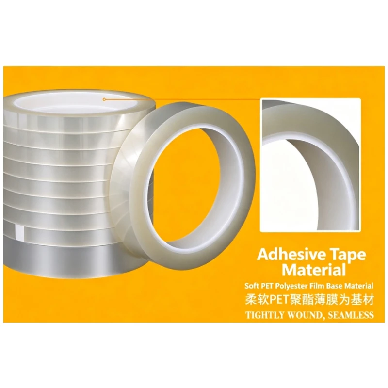 2MM - 25MM 66M PET High-temperature Adhesive Tape Transparent Seamless Insulating Silicone Tape Non-residual Adhesive Insulation