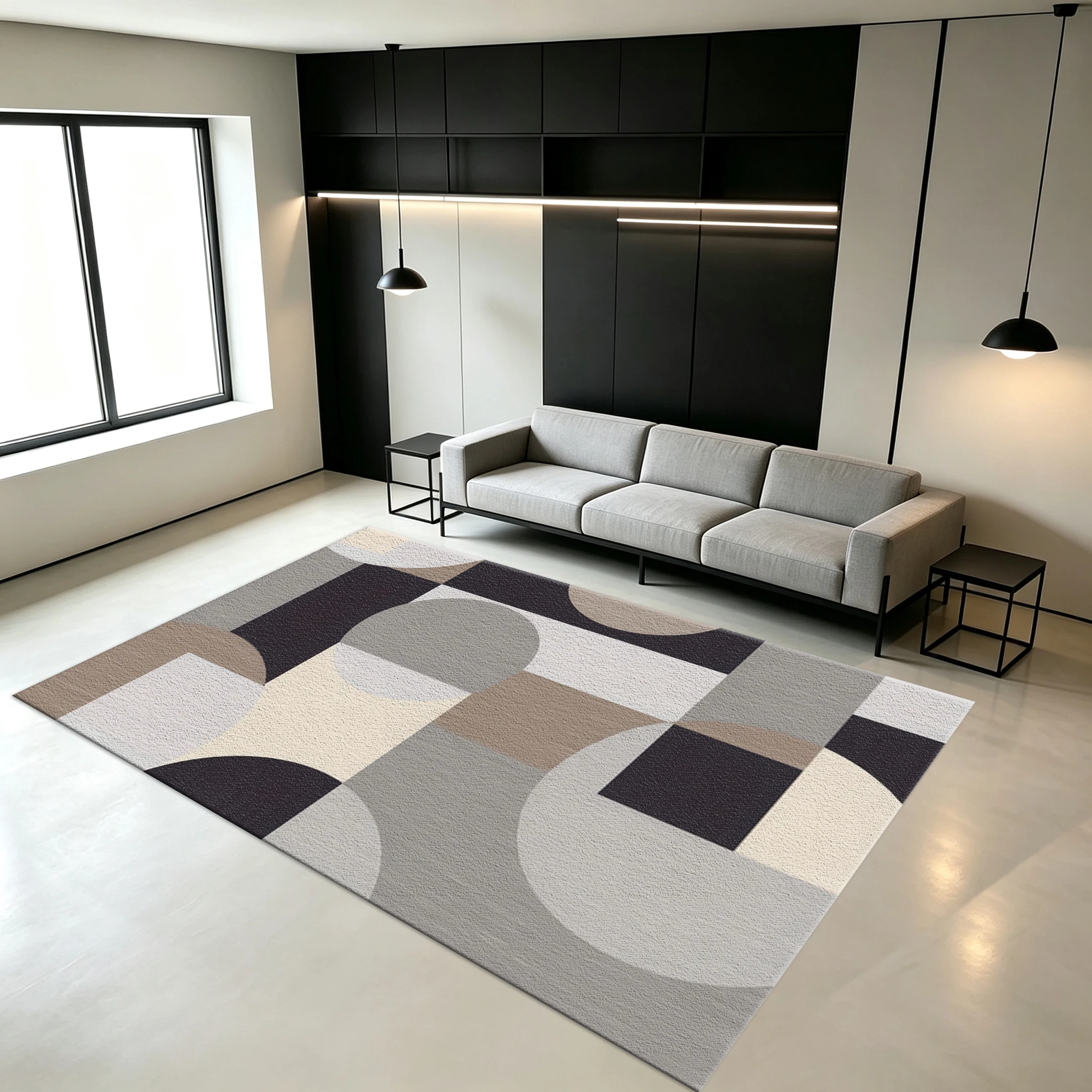 Geometric Round Block Carpet Flooring Modern Minimalist Home Carpet Decoration Indoor Floor Carpet Suitable for Home Spaces