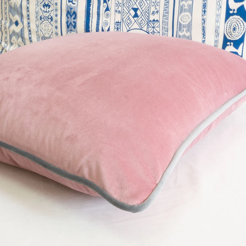 Multicolor Gray Piping Velvet Cushion Cover Pillow Case Chair/Sofa Pillow Cover No Balling-up Home Decor Without Stuffing