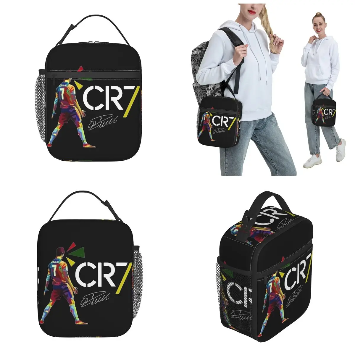 Insulated Lunch Tote Bag Cr7 Ronaldos Signature Merch Football Food Box Multifunction Thermal Cooler Lunch Box For School