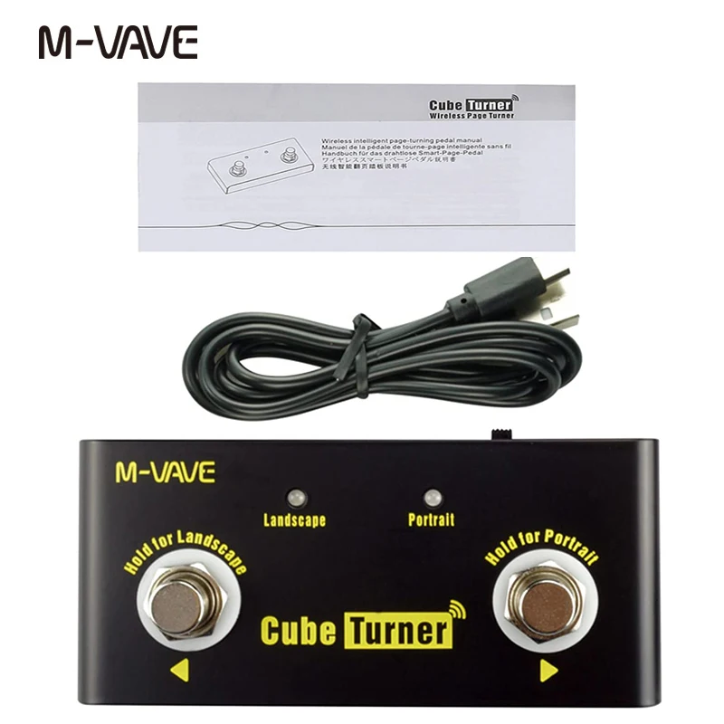 M-vave Cube Turner Wireless Page Turner Pedal Rechargeable Music Sheet Turner Supports Looper Connection for iPad iPhone Android