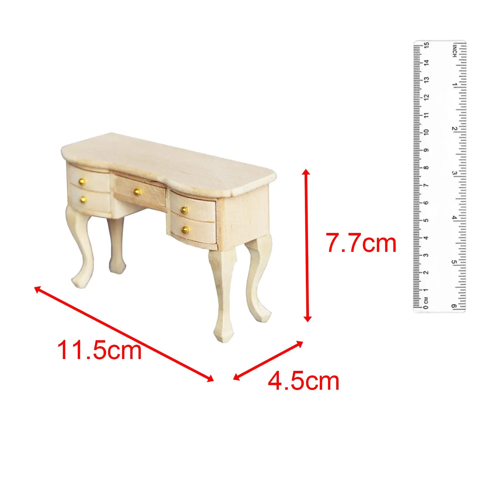 Simulation 1/12 Miniatur unbemalt Schreibtisch Puppe Zubehör Dekoration