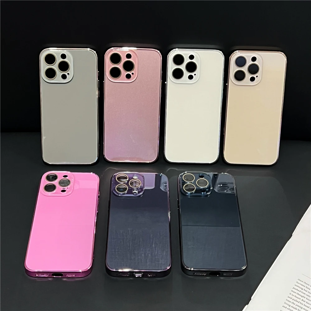 Luxuriöse, glänzende Handyhülle aus Glas für iPhone 18, 17, 15, 16 Pro Max, 14, 13, 12, 11 mit Kameraschutz, stoßfestem Rahmen und harter Schutzhülle. – Detail 1