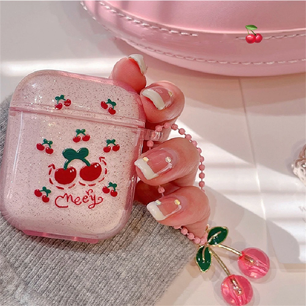 Custodia per cuffie con Glitter trasparente rosa coreano per Airpods Pro 2 con custodia protettiva con ciondolo carino per Airpods 1 2 3